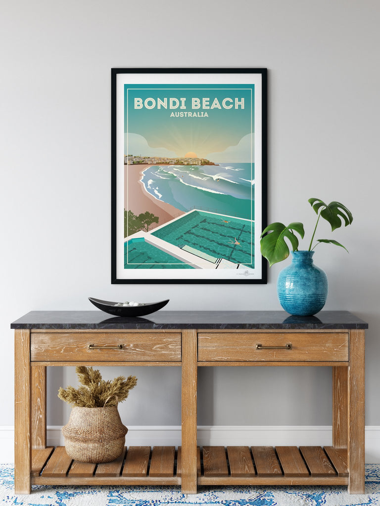Bondi Beach Poster Print Black Frame