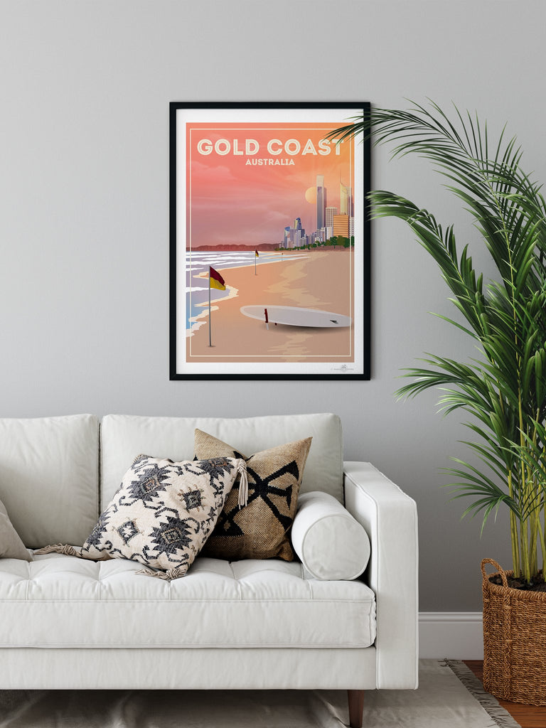 Gold Coast Posterprint Black Frame