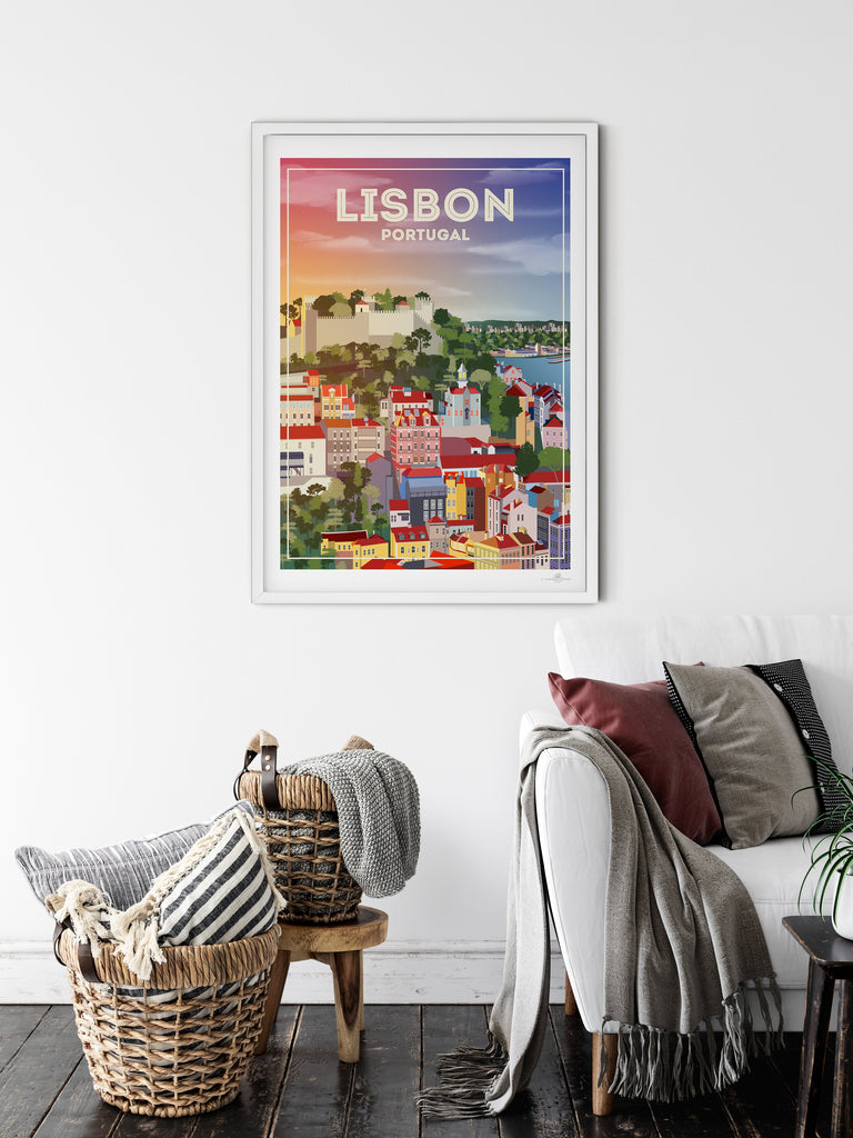 Lissabon Poster Print White frame